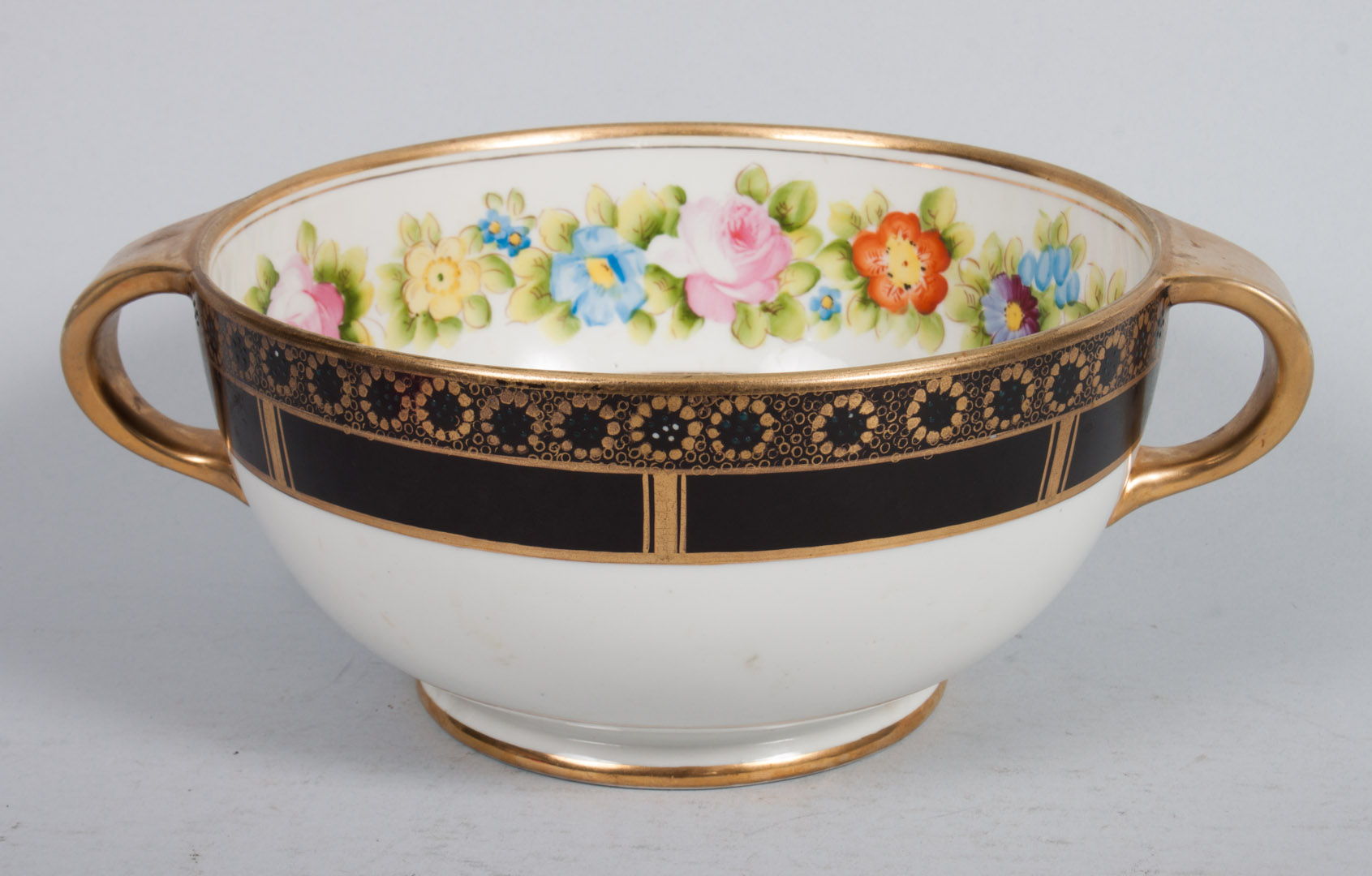 Appraisal: Nippon porcelain double-handled bowl first quarter- th century gilt floral