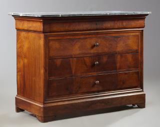 Appraisal: French Louis Philippe Carved Walnut Marble Top Com French Louis