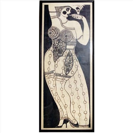 Appraisal: Edward Faiers WOMAN Woodcut Estimate -