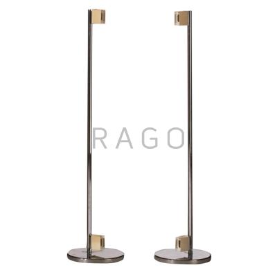 Appraisal: ITALIAN Pair of floor lamps s Chromed steel plastic florescent