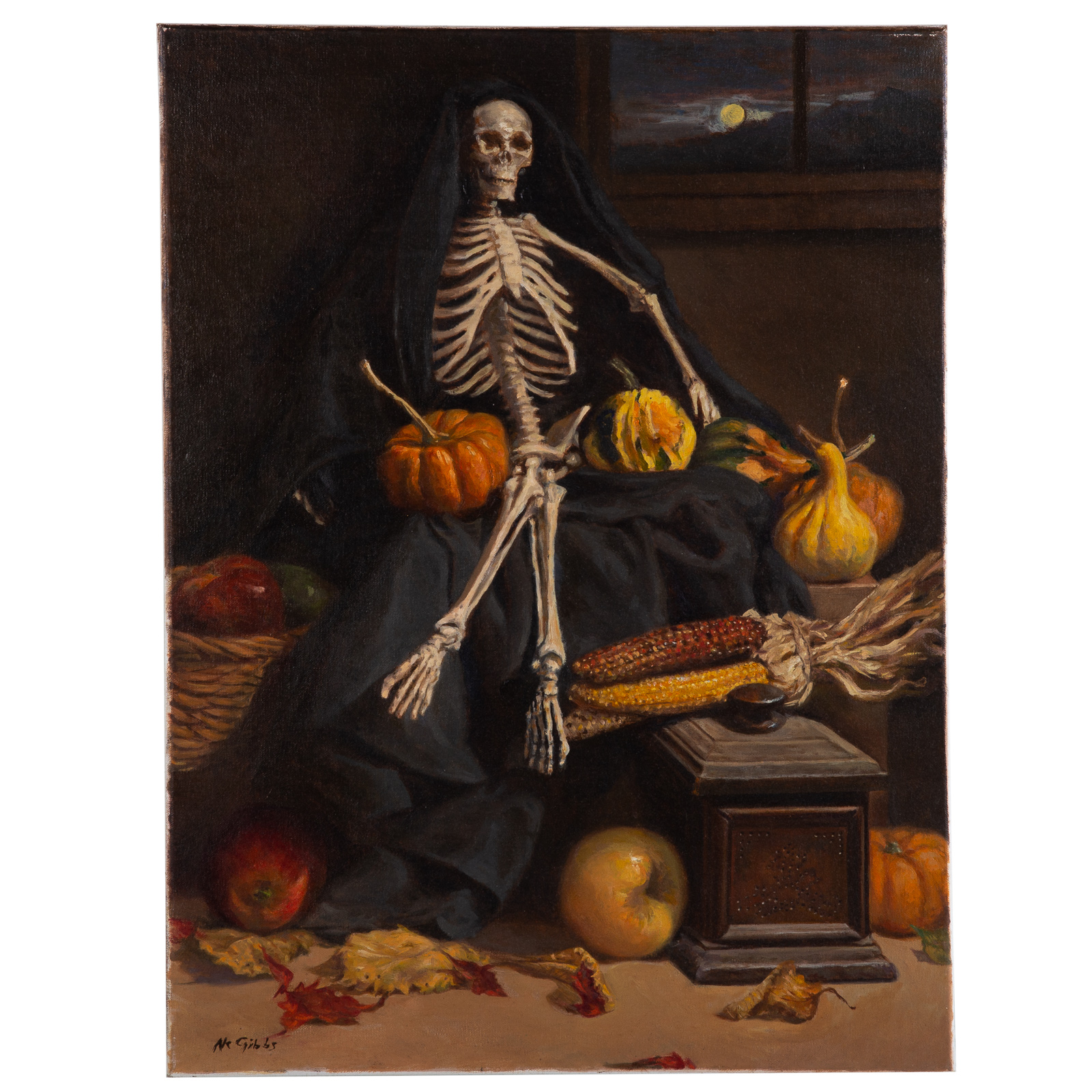 Appraisal: NATHANIEL K GIBBS SKELETON STILL LIFE OIL American - Oil