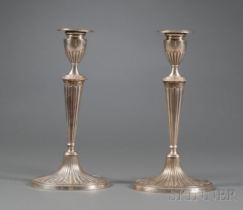 Appraisal: Pair of Gorham Weighted Sterling George III-style Candlesticks marked Reproduction