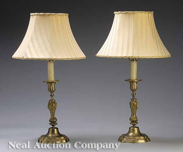 Appraisal: A Pair of Vintage Brass Table Lamps in the form