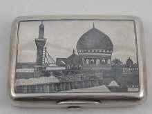 Appraisal: A Russian niello silver cigarette case decorated with Arab dhows