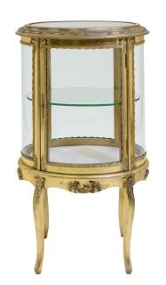 Appraisal: A LOUIS XV STYLE DIMINUTIVE GILTWOOD VITRINE A LOUIS XV