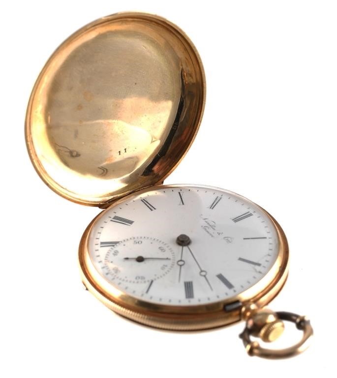 Appraisal: Antique K Nardin Company Geneve pocketwatch with floral enamel engraved