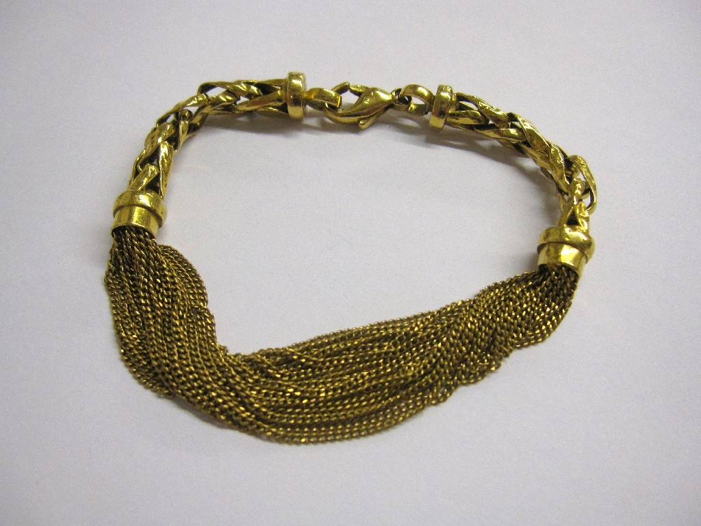 Appraisal: Yellow metal bracelet with multi chain front and tubular link