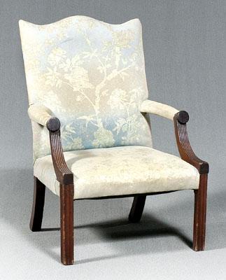 Appraisal: Federal style lolling chair sharply peaked crest shaped arms with