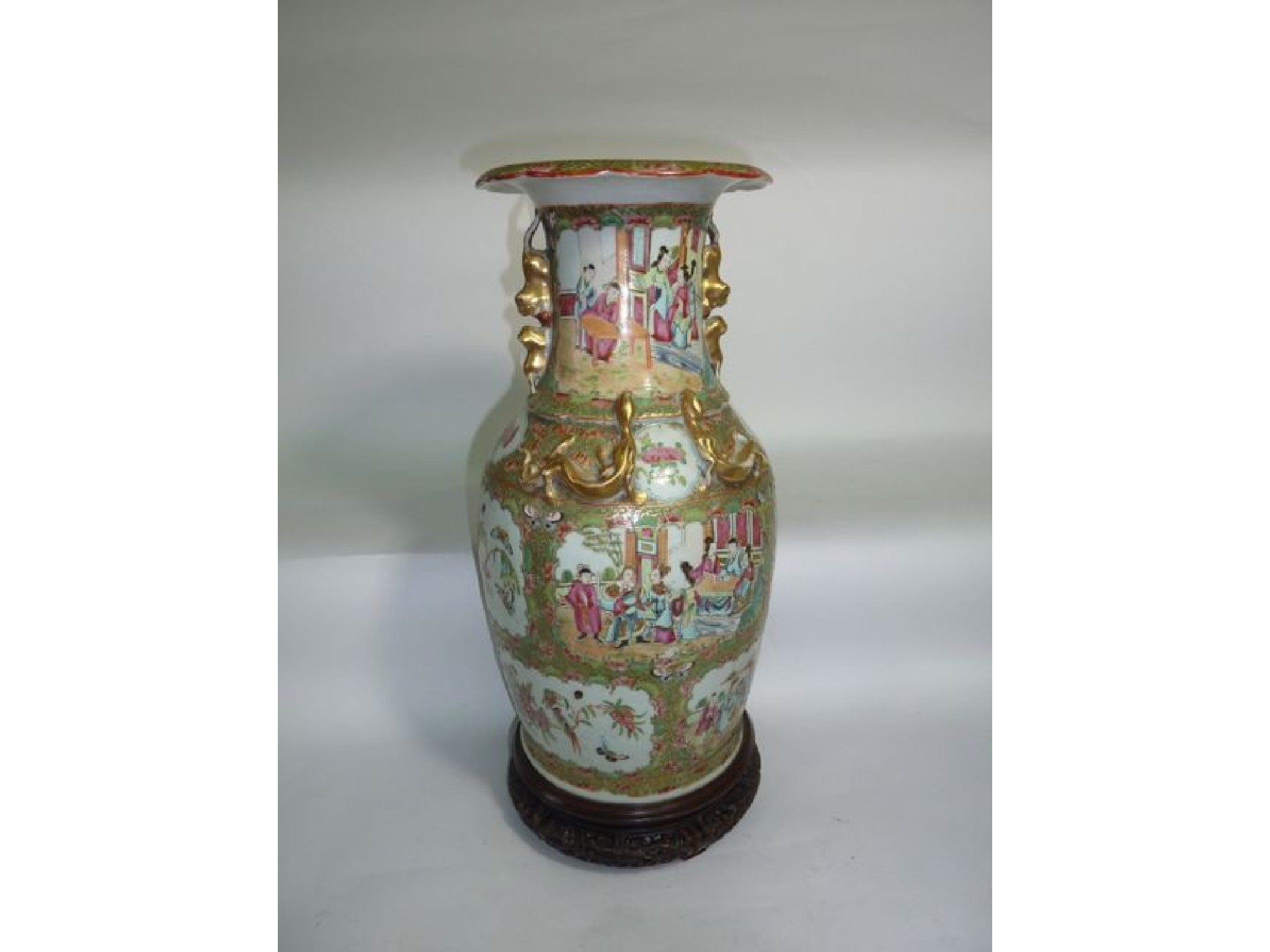 Appraisal: A substantial th century Cantonese vase with polychrome painted reserve