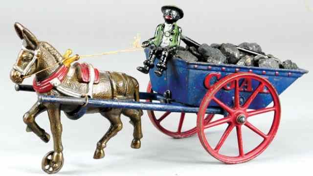 Appraisal: IVES MULE DRAWN COAL WAGON Cast iron an early work