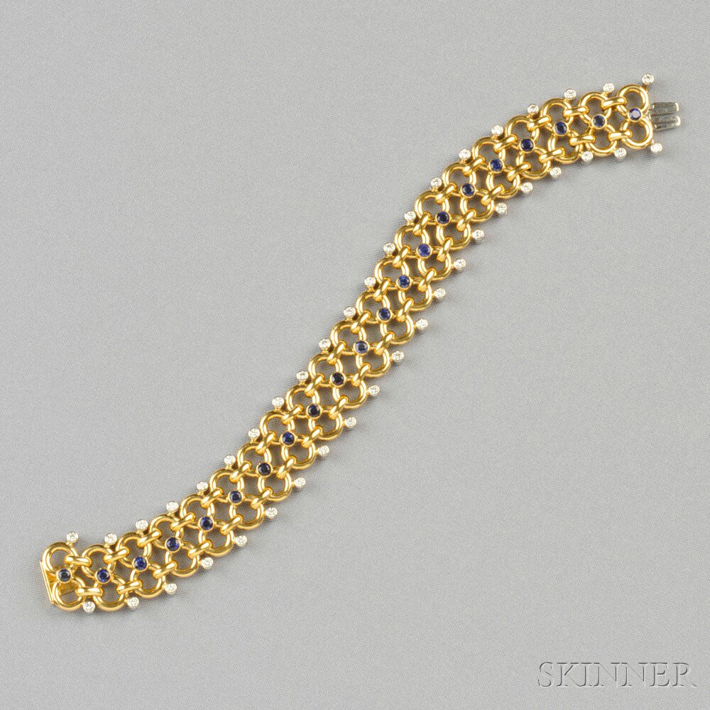 Appraisal: kt Gold Platinum Sapphire and Diamond Bracelet Aletto Bros composed