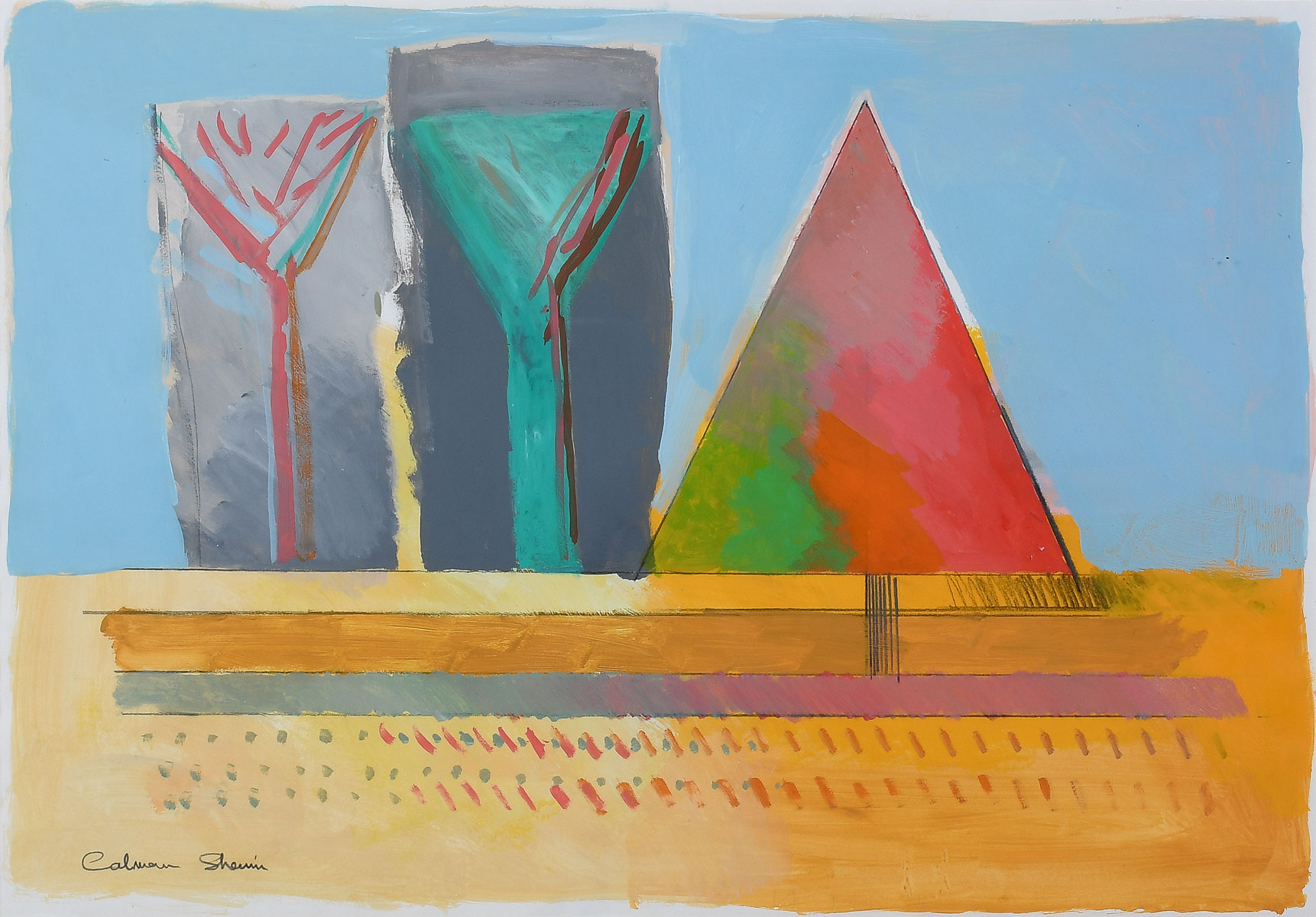 Appraisal: SHEMI Calman Argentinian Israeli b Pyramid on a Stick Oil