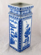 Appraisal: A tall square Chinese blue and white vase blue reign