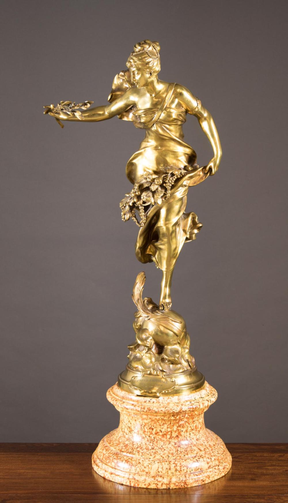 Appraisal: AFTER ADRIEN ETIENNE GAUDEZ French - figural gilt bronze sculpture