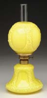 Appraisal: SCARCE MINI LAMP S - Yellow cased glass with embossed