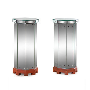 Appraisal: A Pair of Venetian Mirrored Glass Octagonal Pedestals Second Half