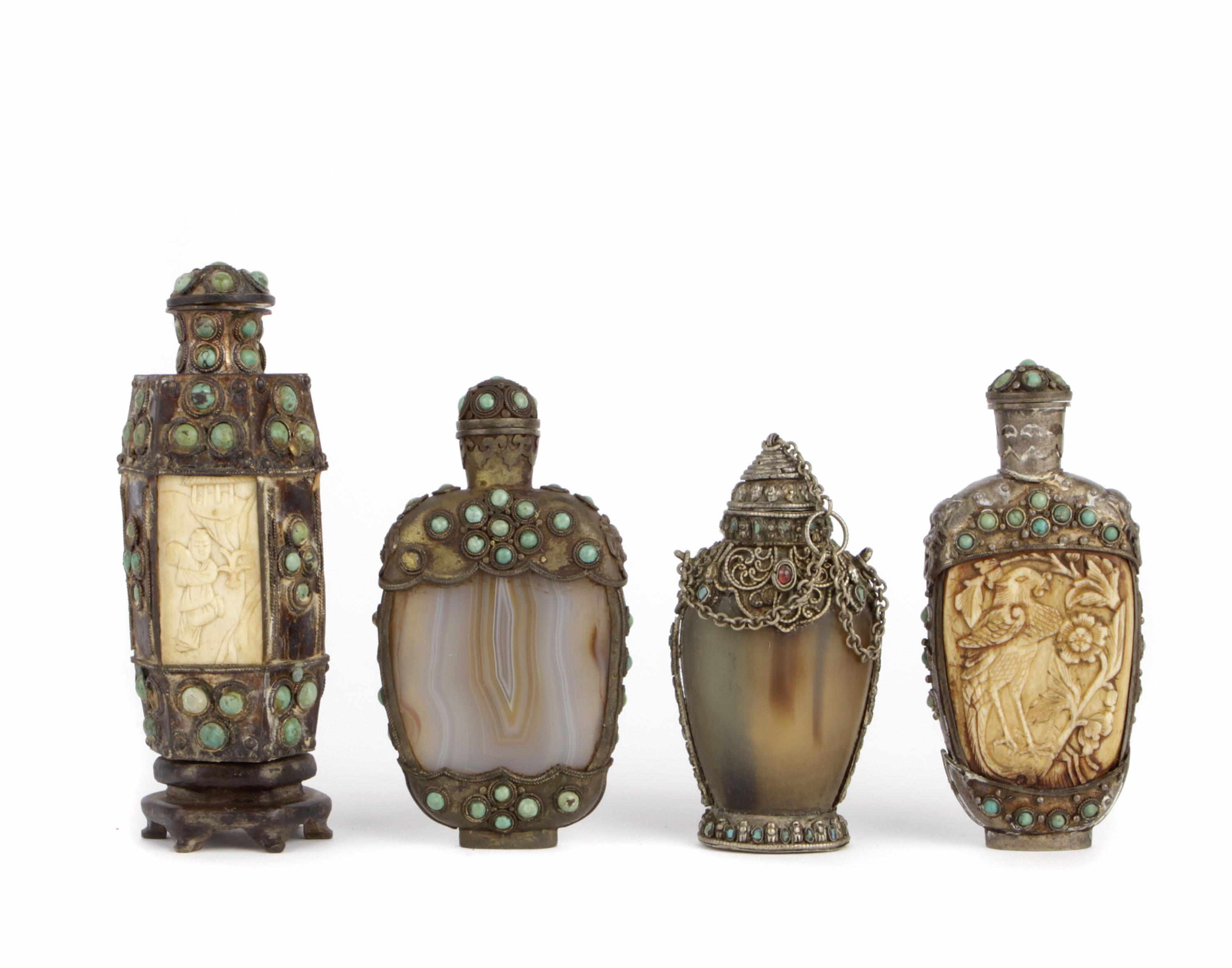 Appraisal: A group of four Chinese Mongolian type snuff bottles of