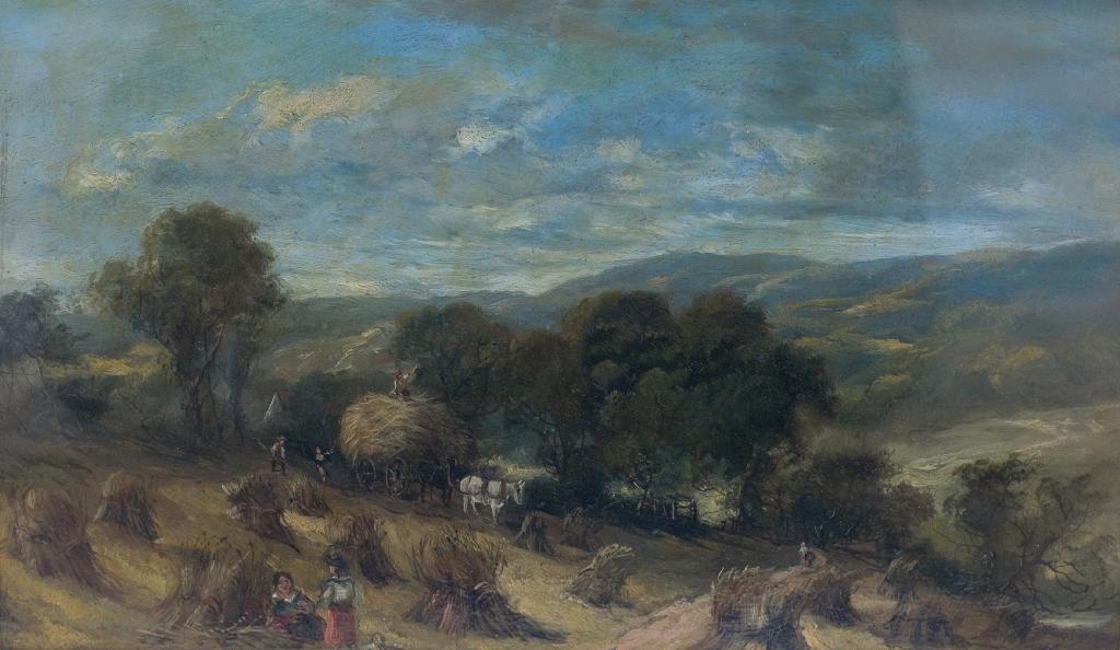 Appraisal: ATTRIBUTED TO EDWIN L MEADOWS d HARVESTING IN WHARFEDALE oil