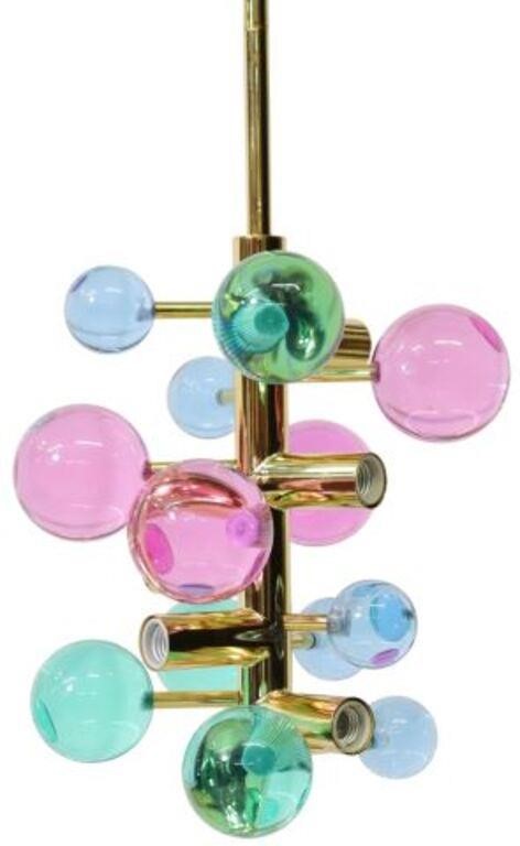 Appraisal: Contemporary brass and acrylic five-light Globo chandelier Jonathan Adler new