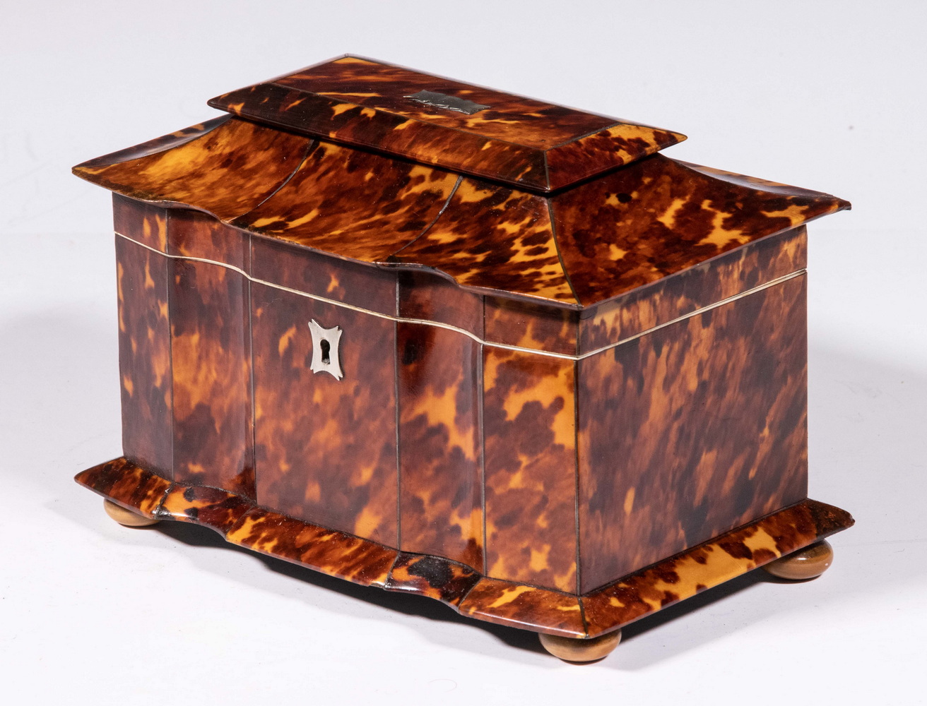 Appraisal: TORTOISESHELL TEA CADDY Early th c English Pagoda Form Tea