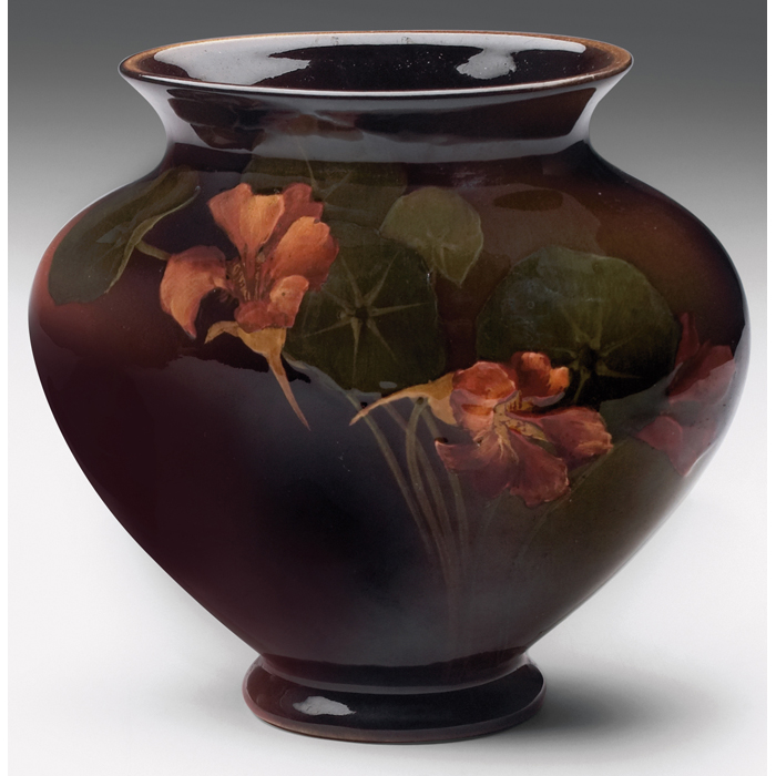 Appraisal: Rookwood vase Standard glaze withfloral designs executed by Mary Norsein