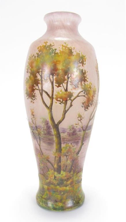 Appraisal: Daum Nancy Cameo Glass Vase light purple glass vase with