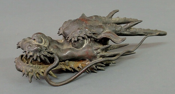 Appraisal: Bronze dragon head probably a fountain fixture h x l