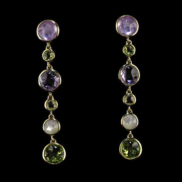 Appraisal: Ippolita k Gemstone Drop Earrings Ippolita k yellow gold six-tier