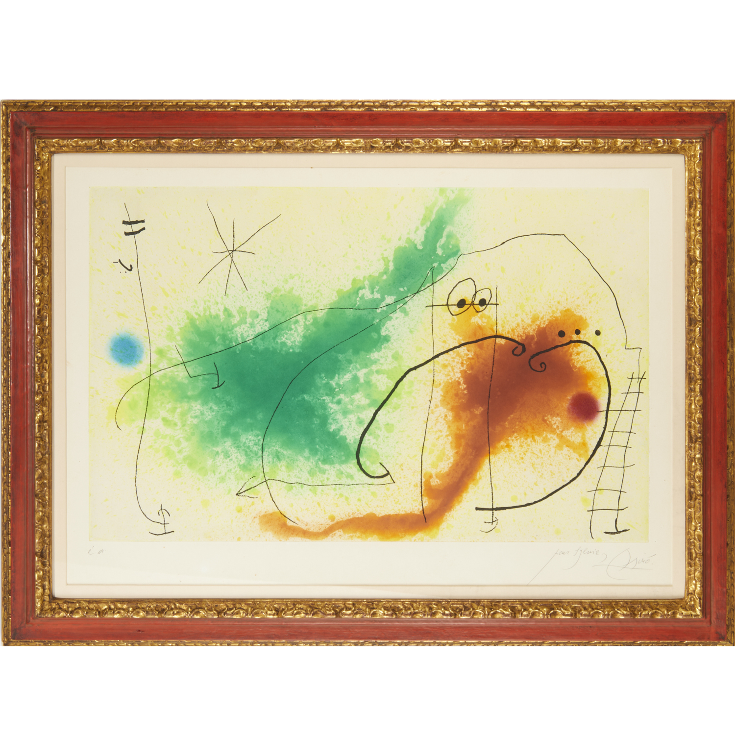 Appraisal: JOAN MIRO LARGE AQUATINT ETCHING Joan Miro Spanish - Partie