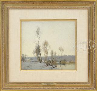 Appraisal: ALEXANDRE LOUIS JACOB French - WINTER LANDSCAPE Oil on board