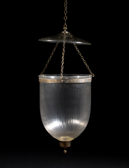 Appraisal: Large English Brass-Mounted Blown and Prism-Cut Glass Hall Lantern in