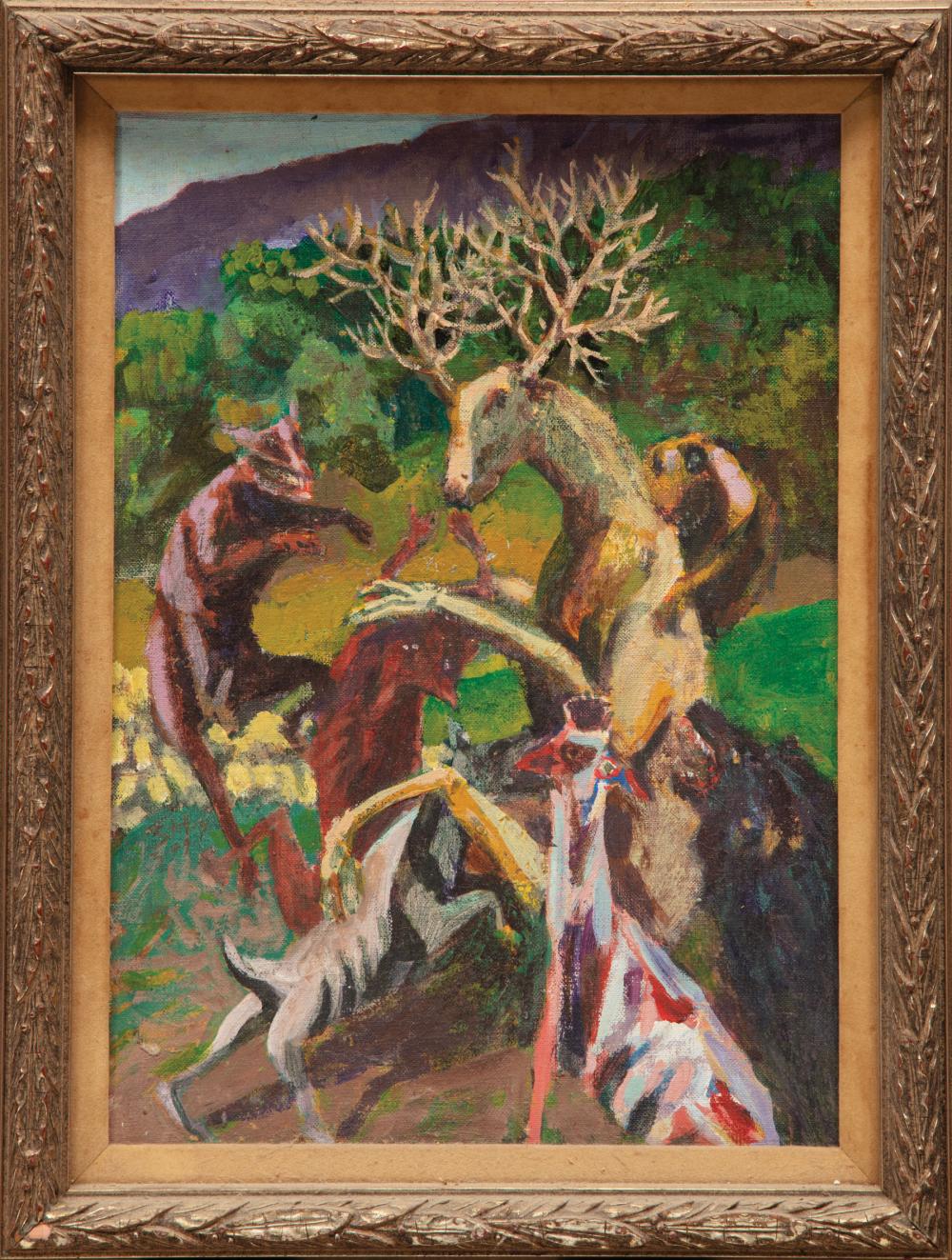 Appraisal: Earl Staley American Texas b The Death of Actaeon acrylic