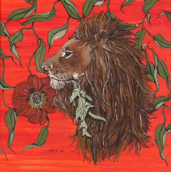 Appraisal: Fleur Cowles American c - Lion Head Among Vines and