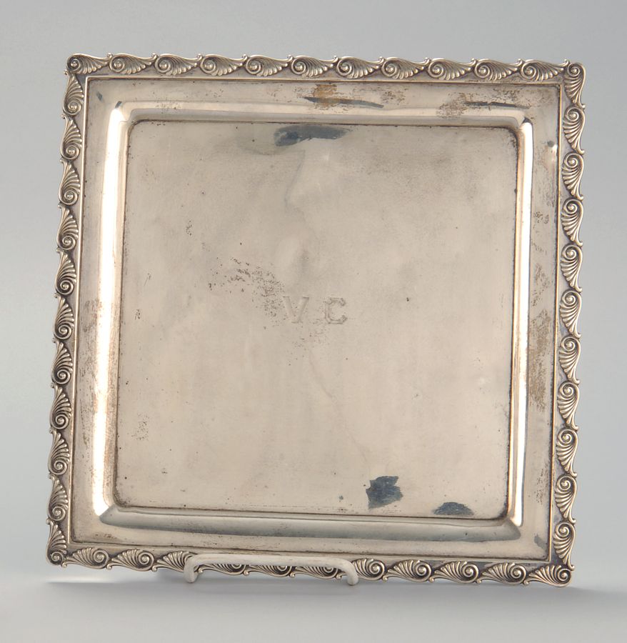 Appraisal: DOMINICK HAFF STERLING SILVER TRAY In square form with applied