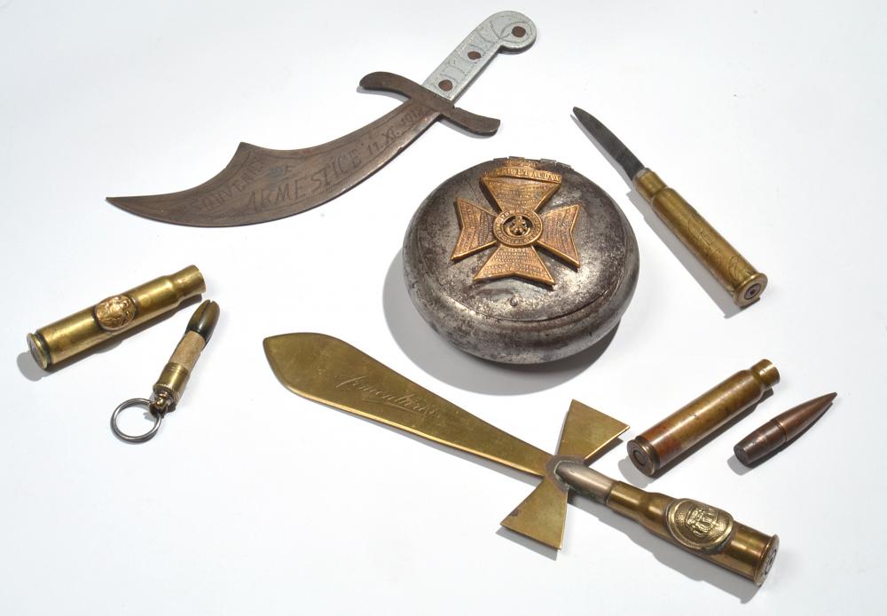 Appraisal: COLLECTION OF TRENCH ART C WWI INCLUDING A LETTER OPENER