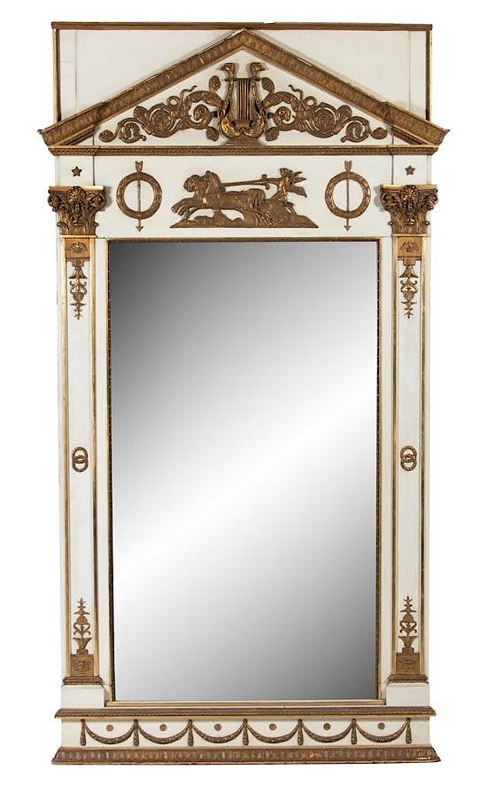 Appraisal: A Continental Empire Parcel-Gilt and Painted Mirror A Continental Empire