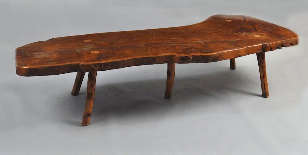 Appraisal: Nakashima Style Freeform Natural Edge Coffee Table on five branch