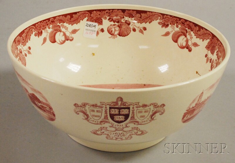 Appraisal: Wedgwood Harvard Tercentenary Ceramic Punch Bowl ht dia in