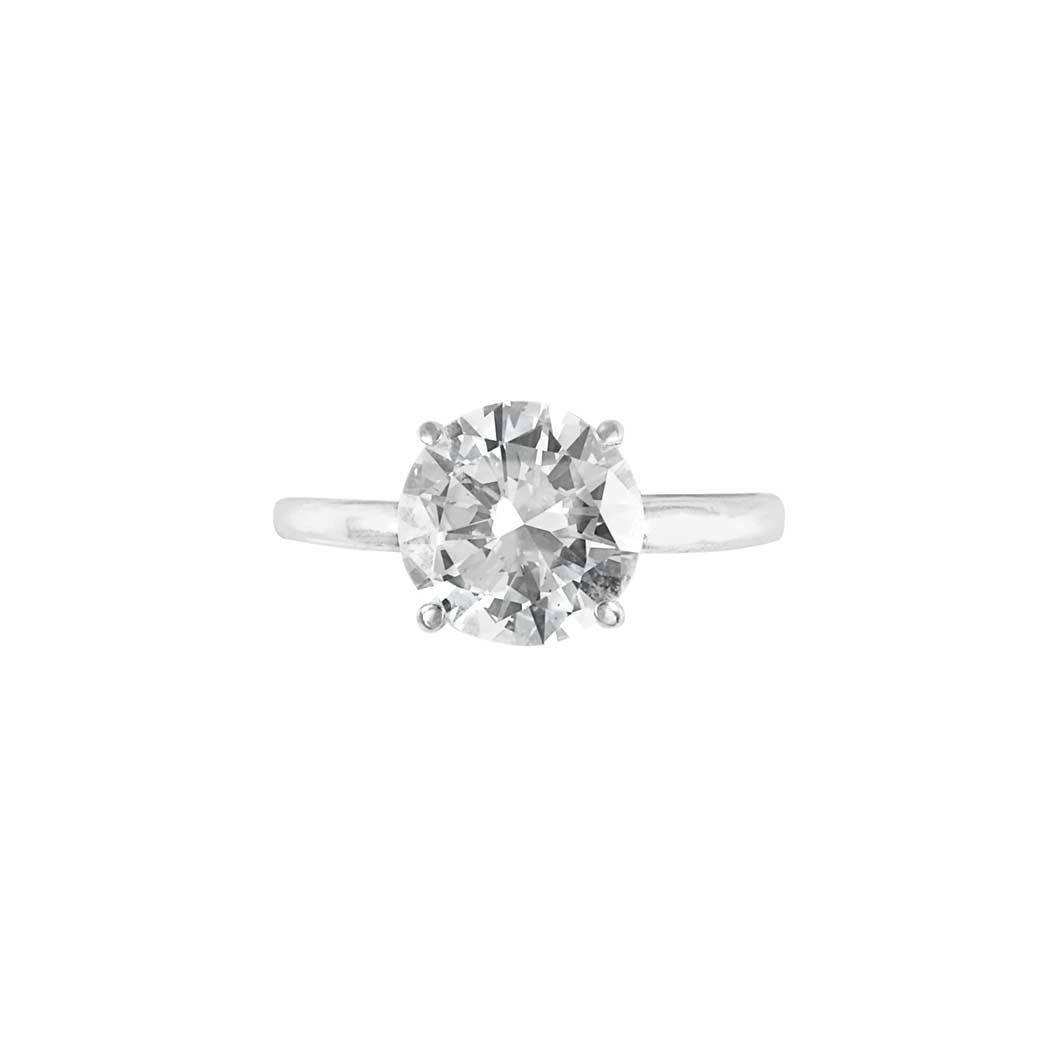 Appraisal: White Gold and Diamond Ring One round diamond ap cts