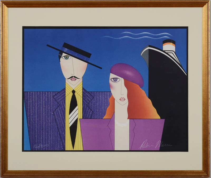 Appraisal: Robin Morris Deco Couple Lithograph in colors on wove paper