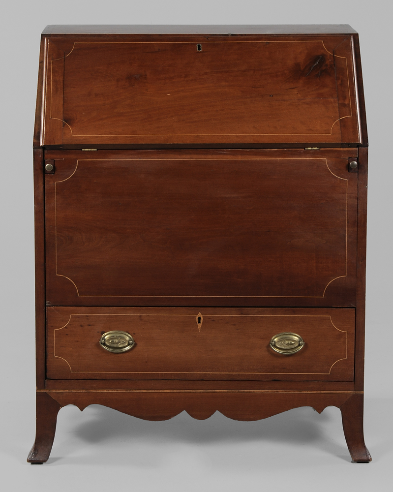 Appraisal: Kentucky Inlaid Cherry Sugar Desk inlaid slant lid with fitted