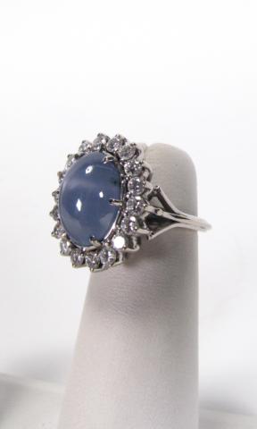 Appraisal: Beautiful blue star sapphire and diamond ring in k white