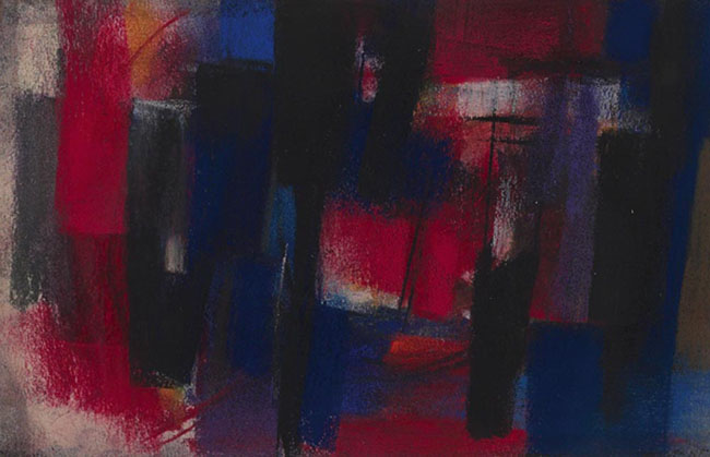 Appraisal: Louise Woodroofe American - Abstract c paintstick paper X initialed