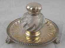 Appraisal: A late Victorian silver ink stand the gadrooned circular stand