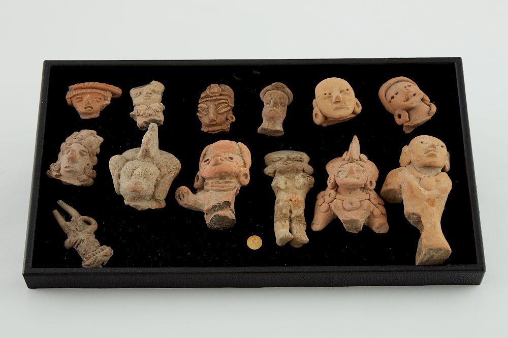 Appraisal: Grp Huastec Pre-Columbian Pottery Heads Group of thirteen Huastec pre-Columbian