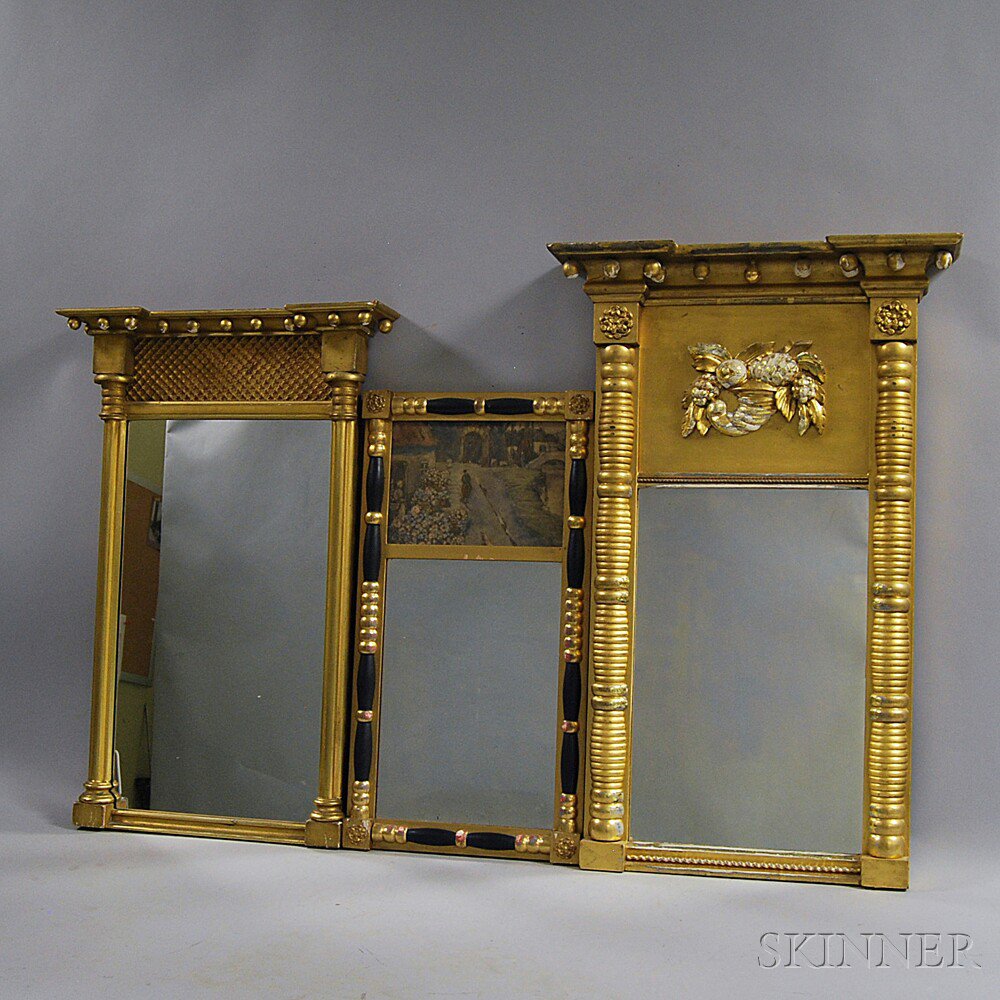 Appraisal: Three Federal and Federal-style Gilt Mirrors a ring-turned split-baluster mirror