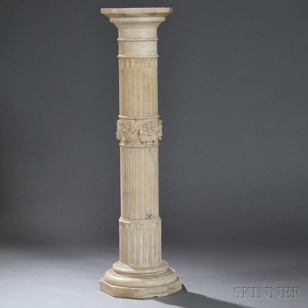 Appraisal: Carved Alabaster Pedestal probably Italy late th early th century