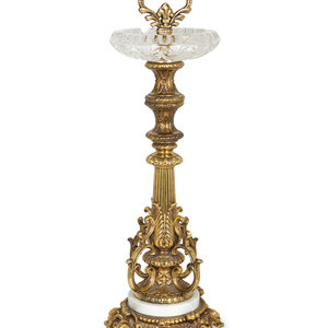 Appraisal: A Continental Gilt Bronze and Cut Glass Smoking Stand th