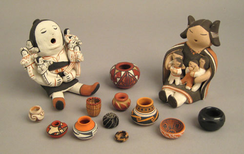 Appraisal: Contemporary Southwest pottery to include two story teller figures by