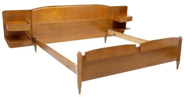 Appraisal: Italian mid-century modern teak bed frame c s attached nightstands